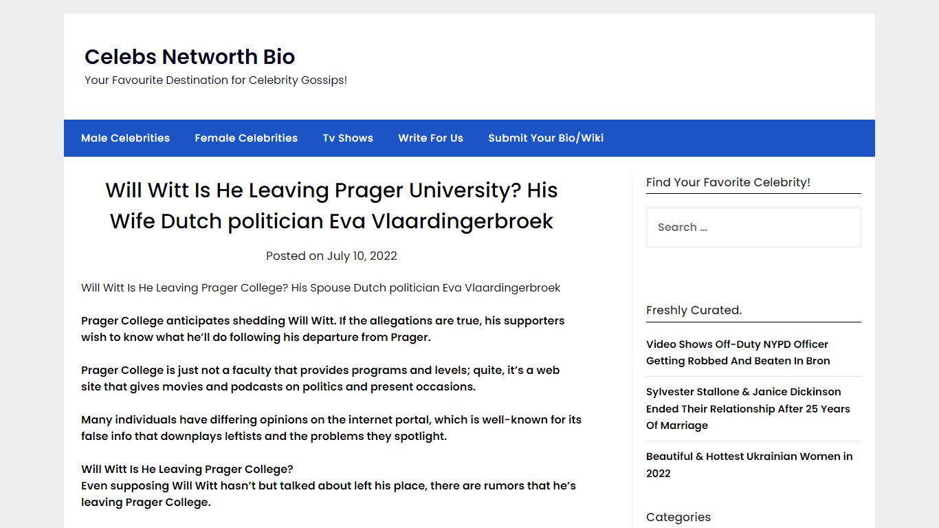 Will Witt Is He Leaving Prager University? His Wife Dutch politician ...