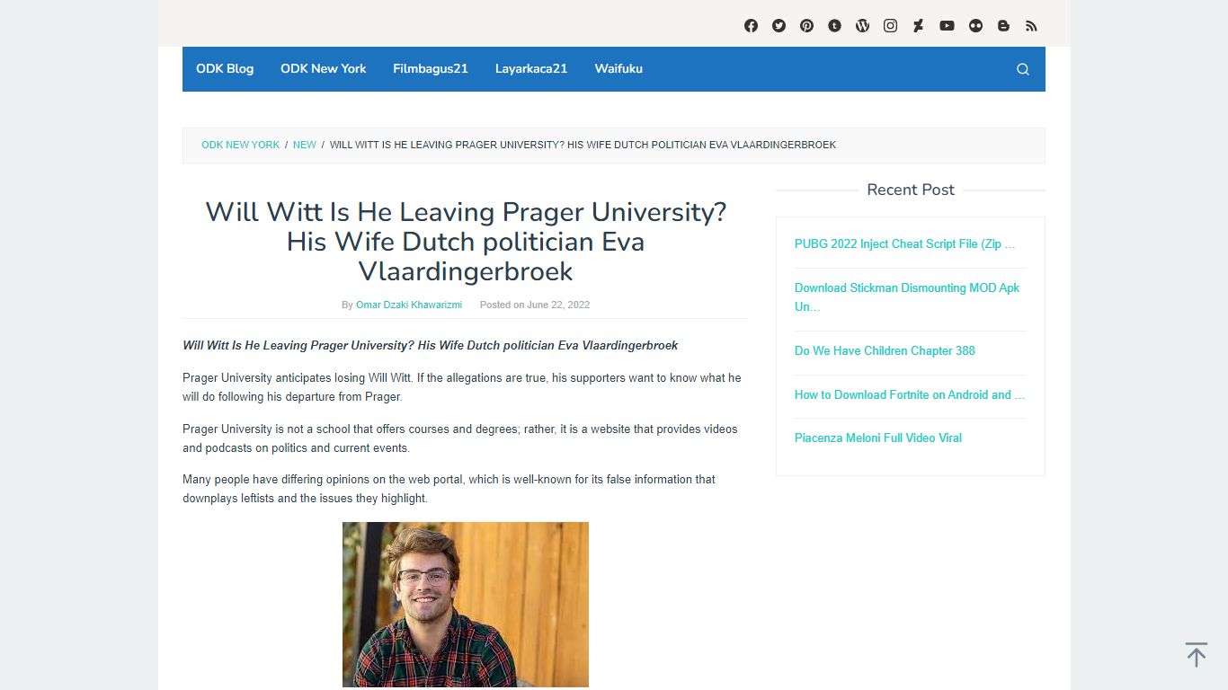 Will Witt Is He Leaving Prager University? His Wife Dutch politician ...